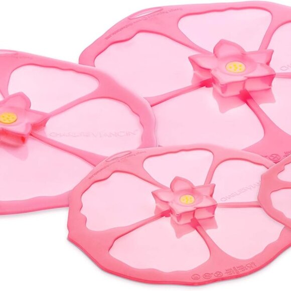 Charles Viancin - Set of 4 Different Size UniversalHibiscus Silicone Covers/lids - Picture 1 of 14
